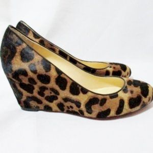 NEW CHRISTIAN LOUBOUTIN PONY LEOPARD Wedge SHOE